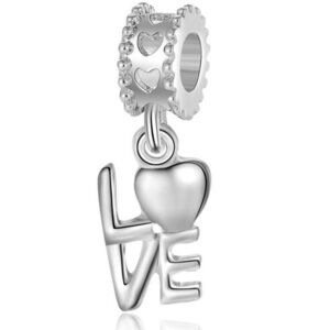 925 Silver Love Heart Dangle Bracelet Charm